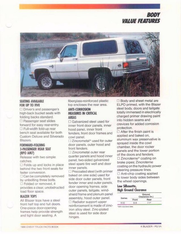 1986 Chevrolet Truck Facts Brochure Page 57